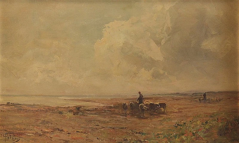 Paesaggio con pastore e armenti